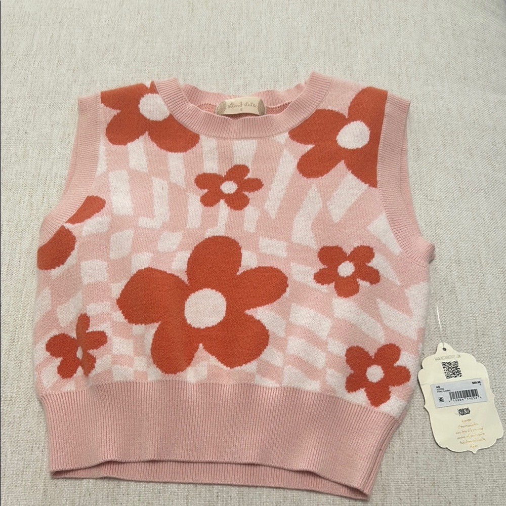 Altard State Pink and Orange Floral Knit tank/vest